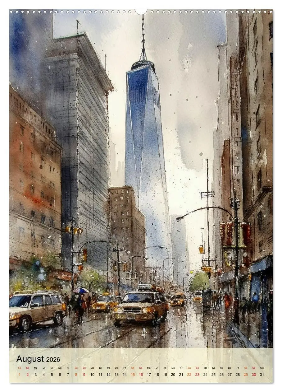 Bild: 9783516321913 | New York - ein Regentag (Wandkalender 2026 DIN A2 hoch), CALVENDO...