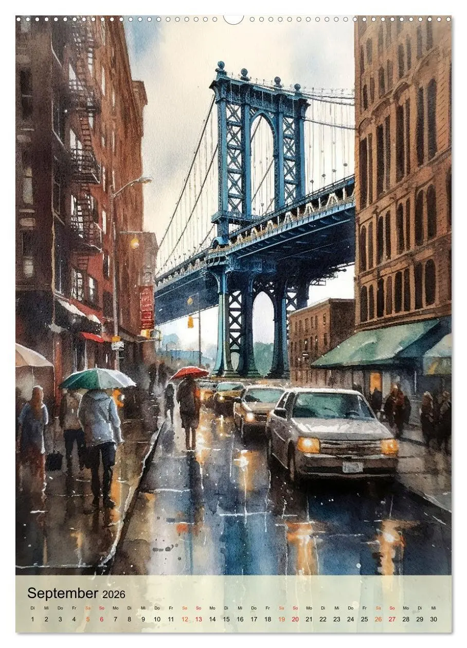 Bild: 9783516321913 | New York - ein Regentag (Wandkalender 2026 DIN A2 hoch), CALVENDO...