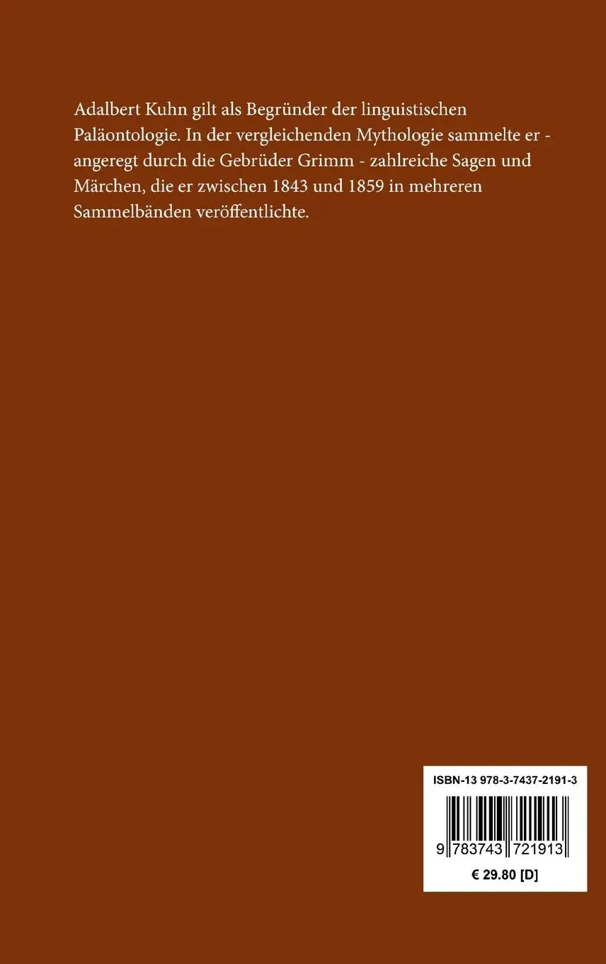 Rückseite: 9783743721913 | Norddeutsche Sagen, Märchen und Gebräuche | Adalbert Kuhn (u. a.)