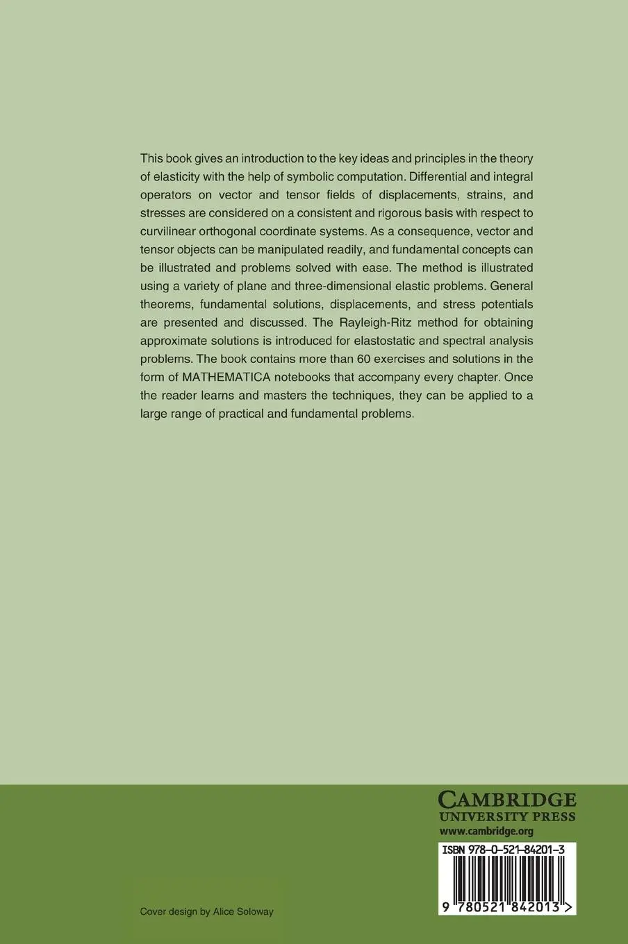 Rückseite: 9780521842013 | Elasticity with Mathematica ® | Andrei Constantinescu (u. a.) | Buch