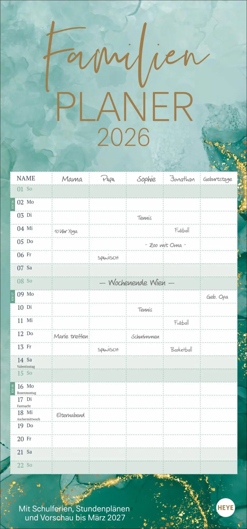 Cover: 9783756412013 | Watercolor Familienplaner 2026 | Kalender | Familienplaner Athesia