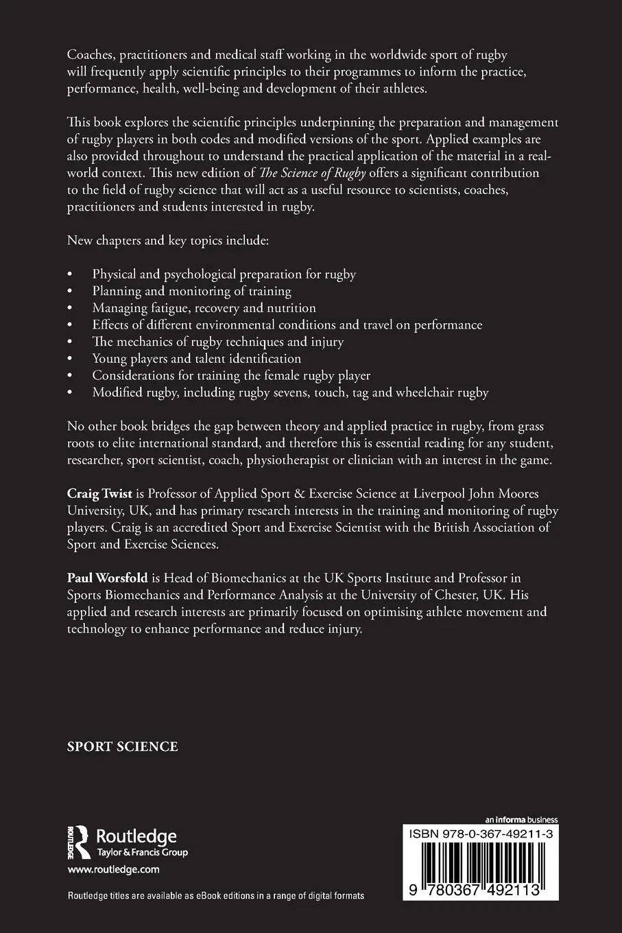 Rückseite: 9780367492113 | The Science of Rugby | Craig Twist (u. a.) | Taschenbuch | Englisch