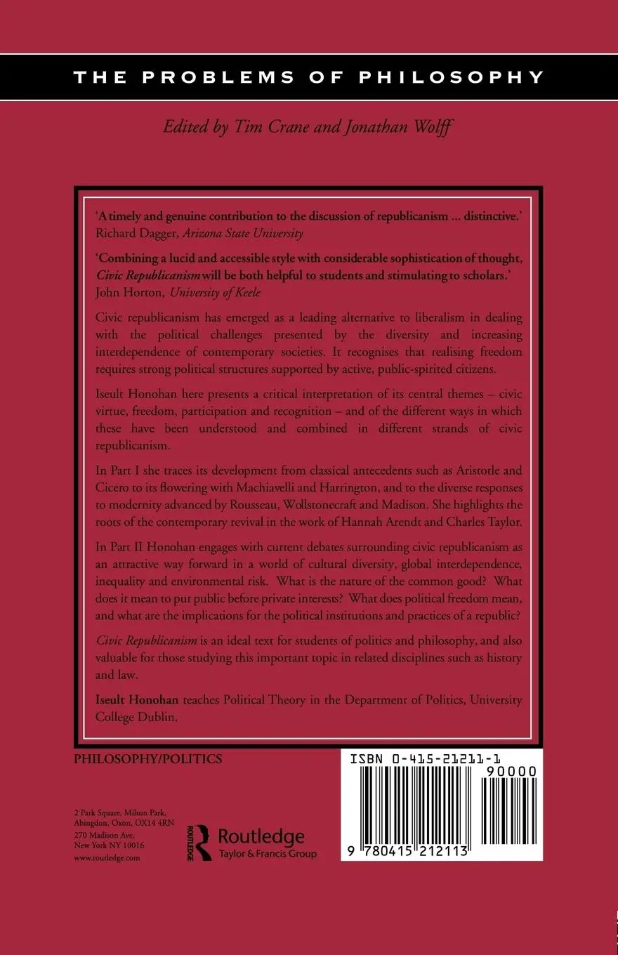 Rückseite: 9780415212113 | Civic Republicanism | Iseult Honohan | Taschenbuch | Englisch | 2002