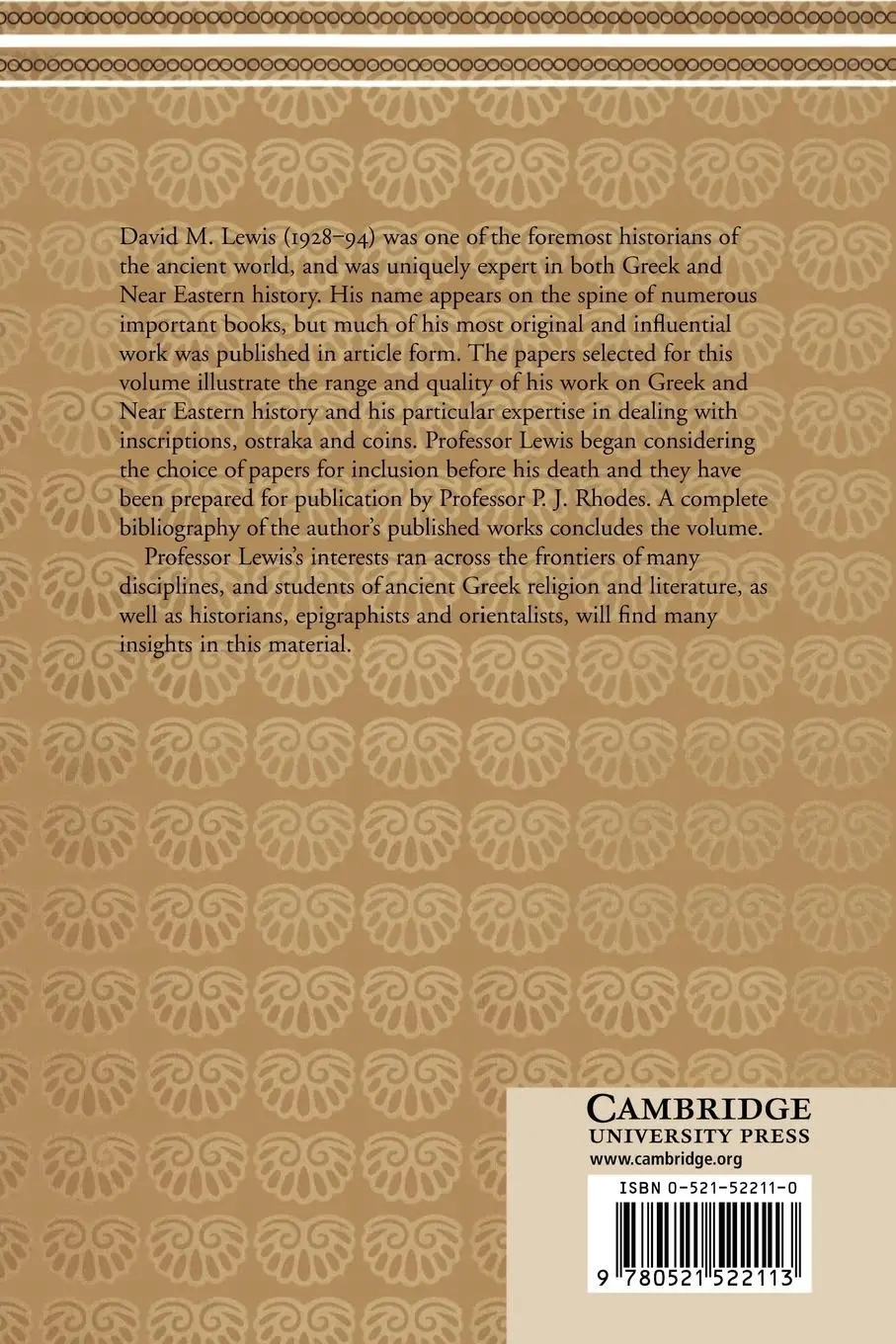 Rückseite: 9780521522113 | Selected Papers in Greek and Near Eastern History | David M. Lewis