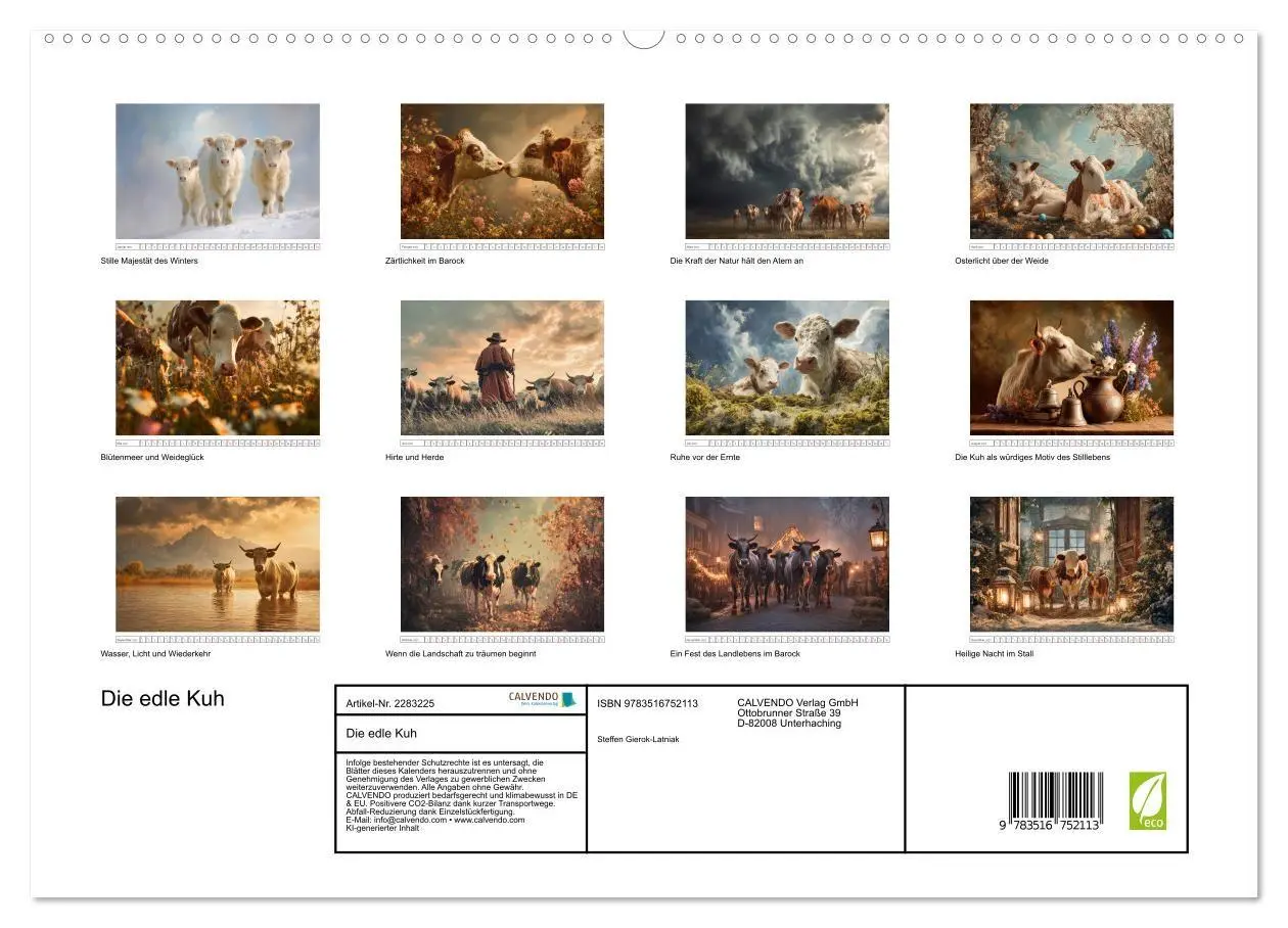 Bild: 9783516752113 | Die edle Kuh (hochwertiger Premium Wandkalender 2027 DIN A2 quer),...