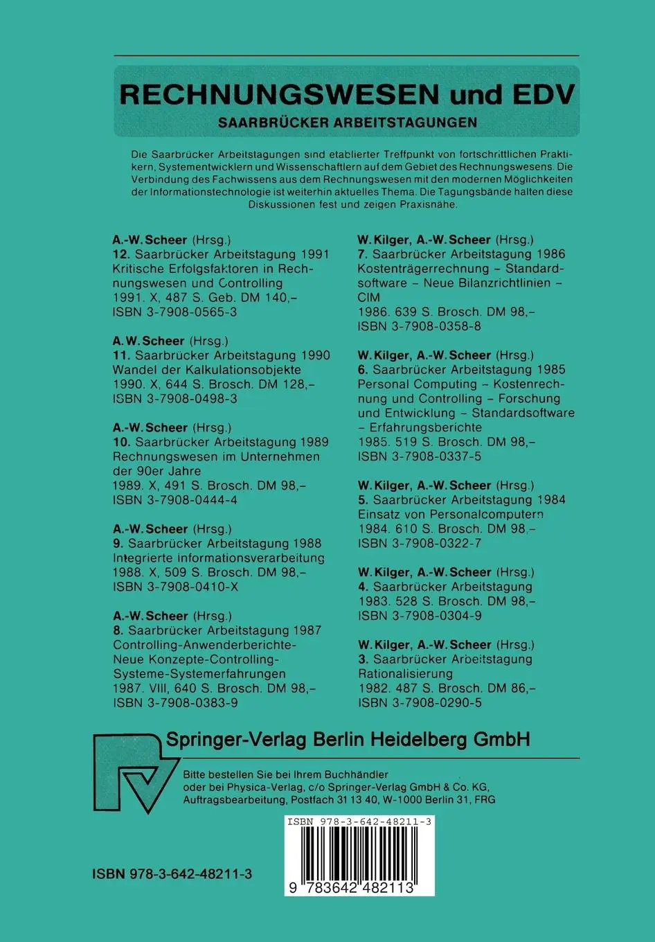 Rückseite: 9783642482113 | Rechnungswesen und EDV | 12. Saarbrücker Arbeitstagung 1991 | Scheer