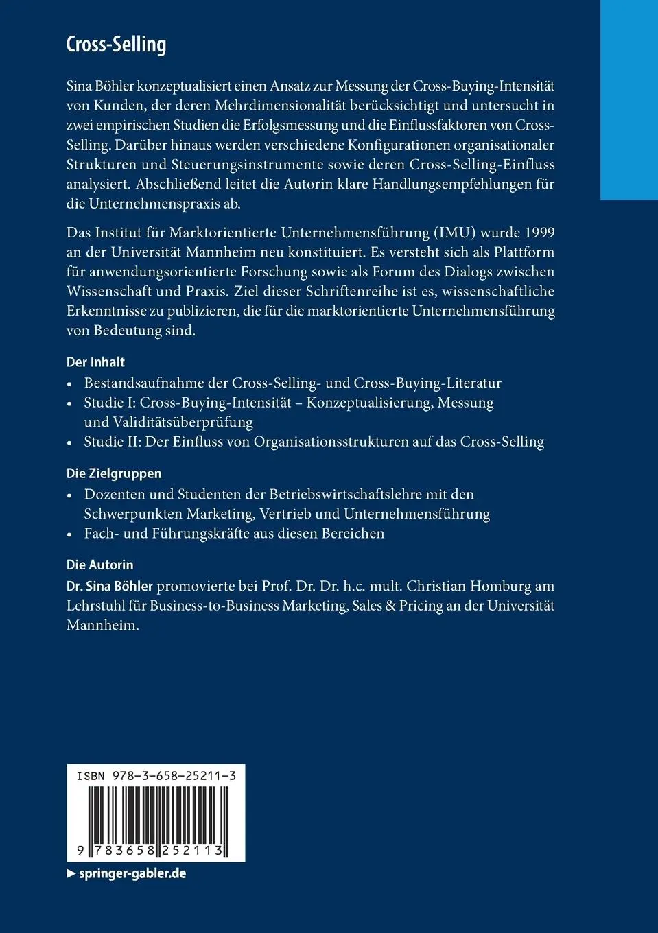 Rückseite: 9783658252113 | Cross-Selling | Sina Böhler | Taschenbuch | xvii | Deutsch | 2019