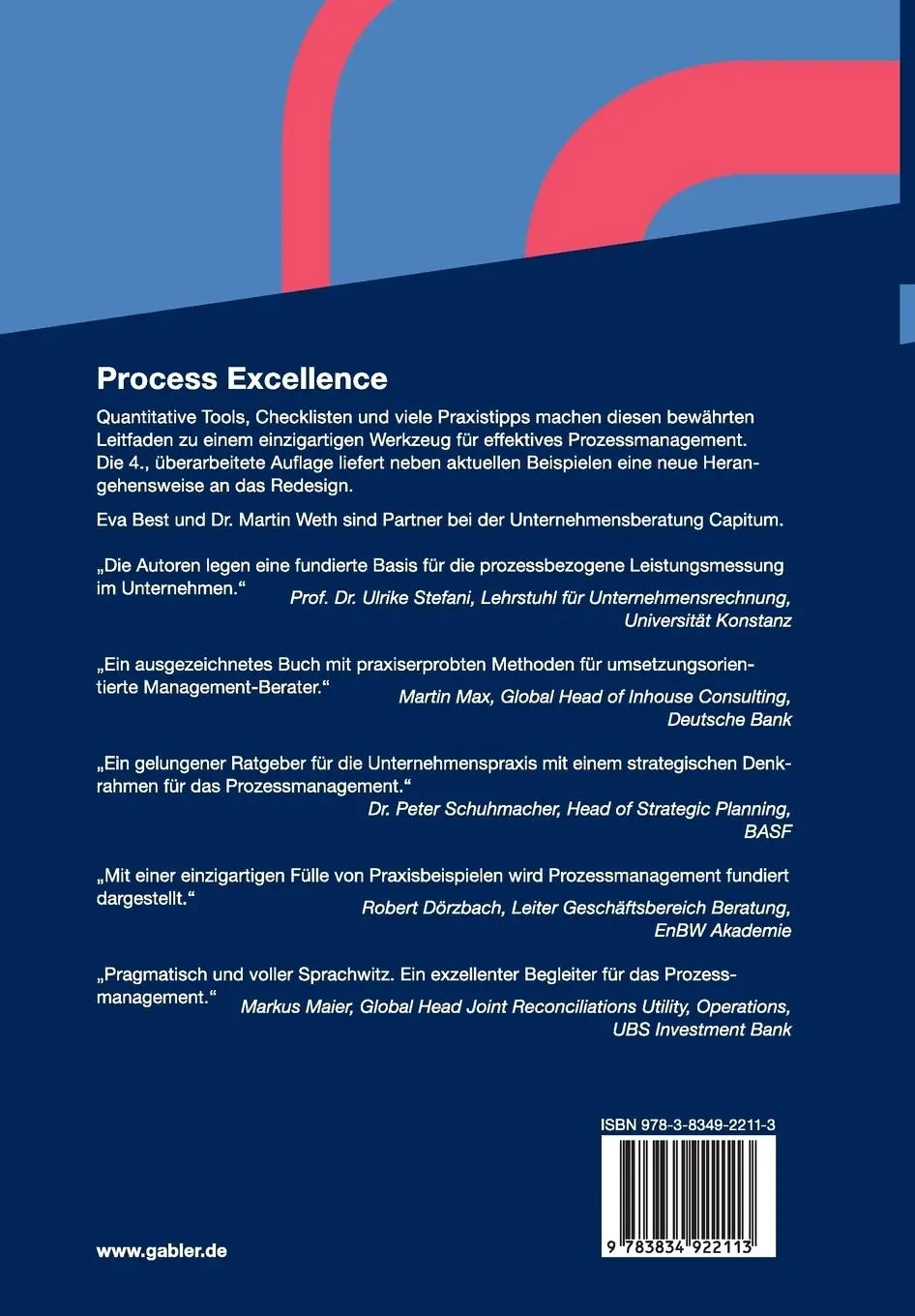 Rückseite: 9783834922113 | Process Excellence | Martin Weth (u. a.) | Buch | 255 S. | Deutsch