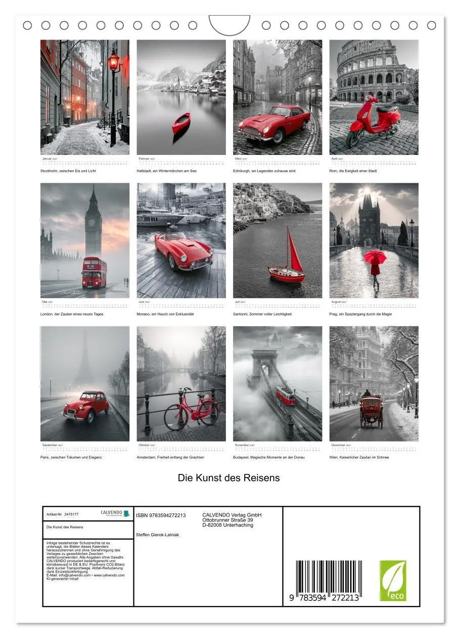 Bild: 9783594272213 | Die Kunst des Reisens (Wandkalender 2027 DIN A4 hoch), CALVENDO...