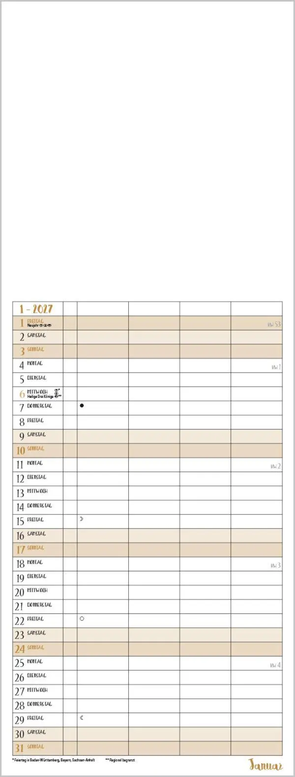 Bild: 9783819302213 | Foto-Malen-Basteln Familientimer gold 2027 | Verlag Korsch | Kalender
