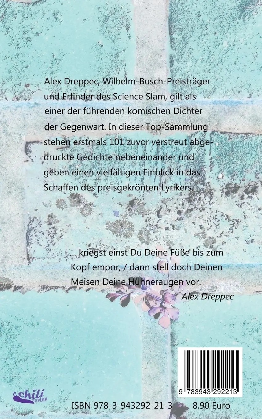 Rückseite: 9783943292213 | Glasaugenstern | 101 Gedichte von Alex Dreppec | Alex Dreppec | Buch
