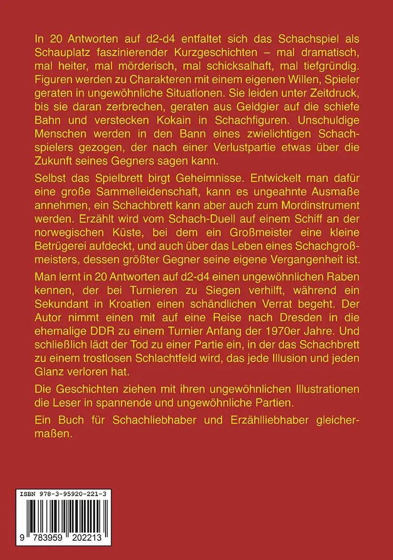 Rückseite: 9783959202213 | 20 Antworten auf d2-d4 | Das Schachspiel in Kultur und Alltag | Buch