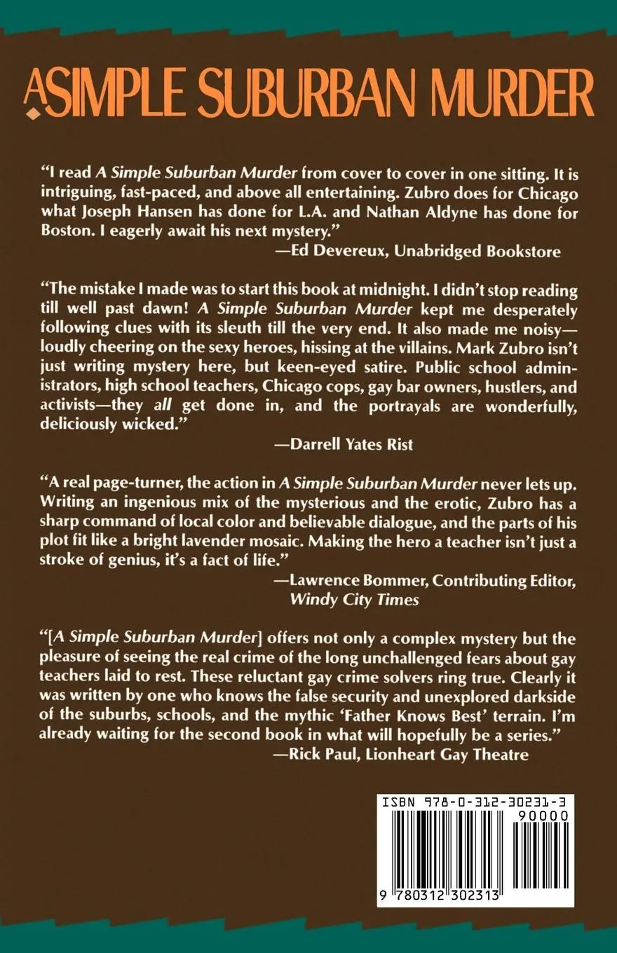Rückseite: 9780312302313 | A Simple Suburban Murder | Mark Richard Zubro | Taschenbuch | Englisch