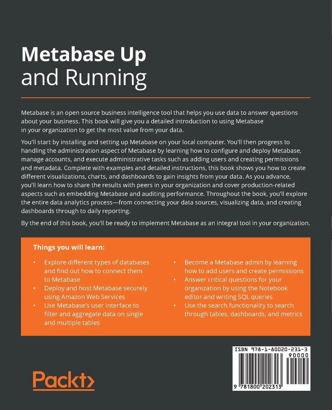 Rückseite: 9781800202313 | Metabase Up and Running | Tim Abraham | Taschenbuch | Englisch | 2020
