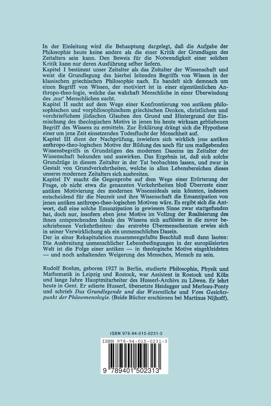 Rückseite: 9789401502313 | Kritik der Grundlagen des Zeitalters | Rudolf Boehm | Taschenbuch | x