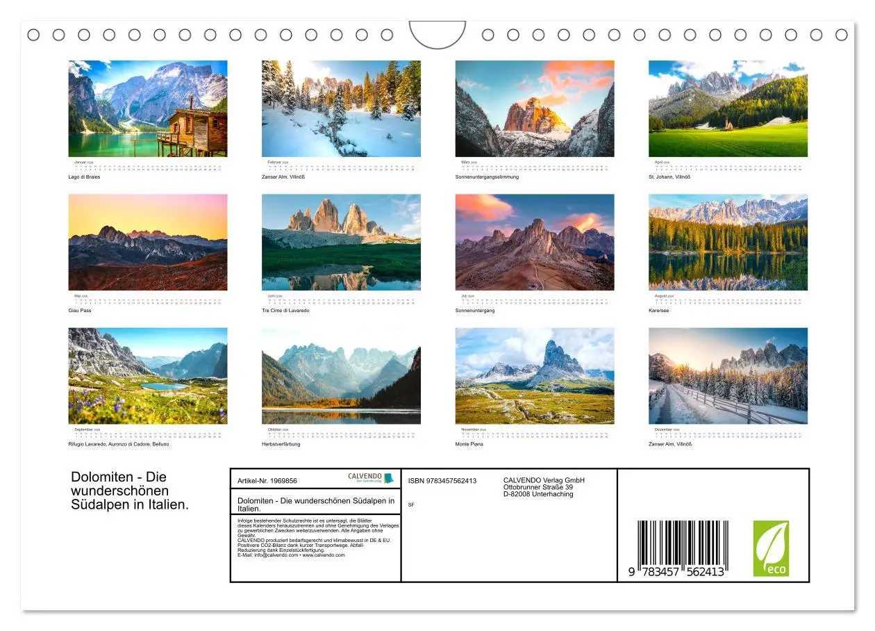 Bild: 9783457562413 | Dolomiten - Die wunderschönen Südalpen in Italien. (Wandkalender...