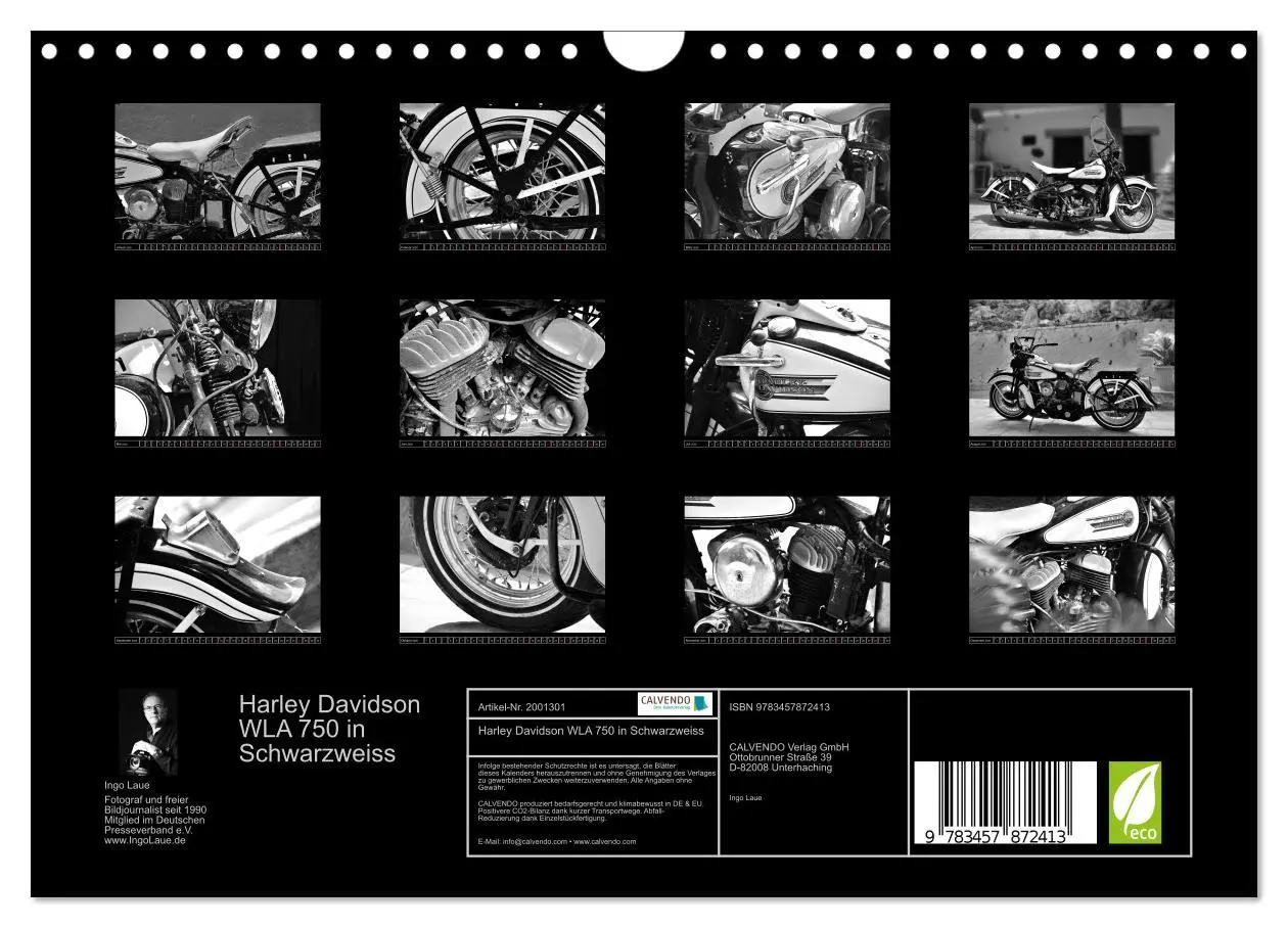Bild: 9783457872413 | Harley Davidson WLA 750 in Schwarzweiss (Wandkalender 2026 DIN A4...
