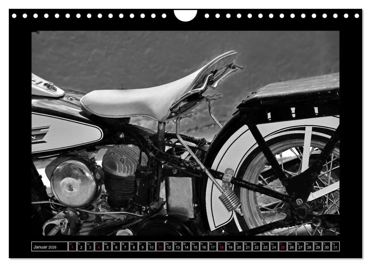 Bild: 9783457872413 | Harley Davidson WLA 750 in Schwarzweiss (Wandkalender 2026 DIN A4...
