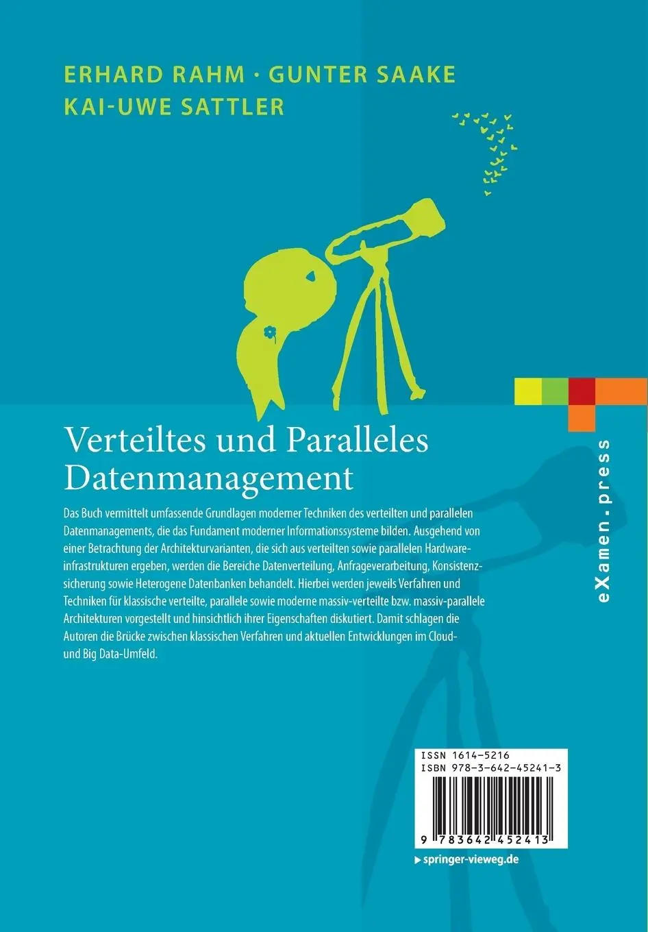 Rückseite: 9783642452413 | Verteiltes und Paralleles Datenmanagement | Erhard Rahm (u. a.) | Buch