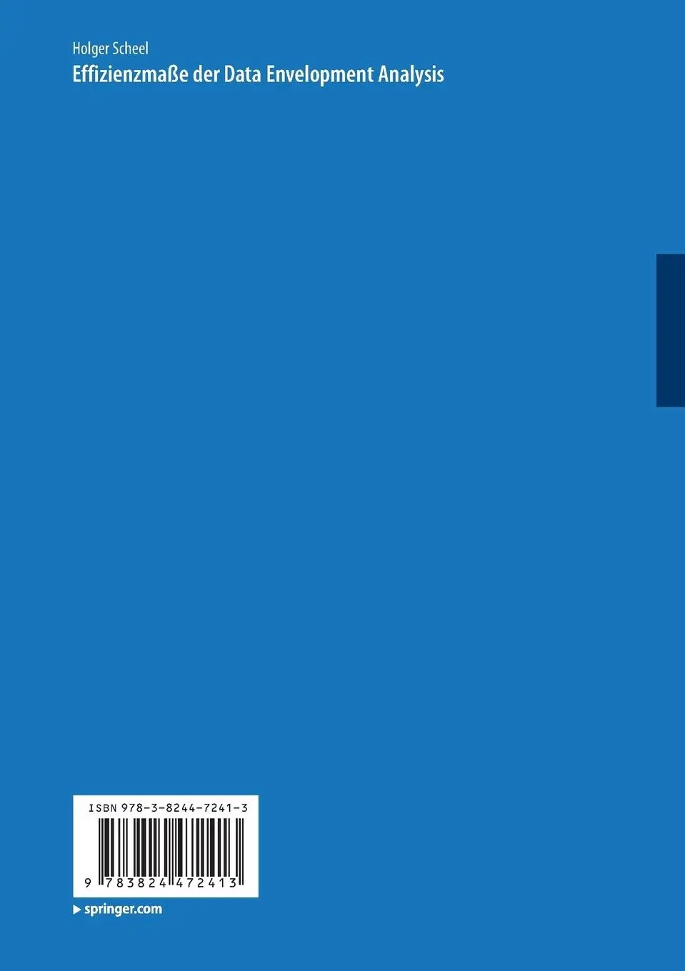 Rückseite: 9783824472413 | Effizienzmaße der Data Envelopment Analysis | Holger Scheel | Buch