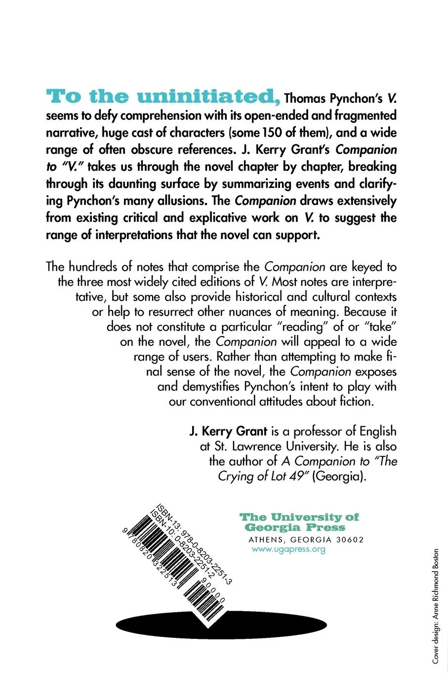 Rückseite: 9780820322513 | Companion to V. | J Kerry Grant | Taschenbuch | Englisch | 2001