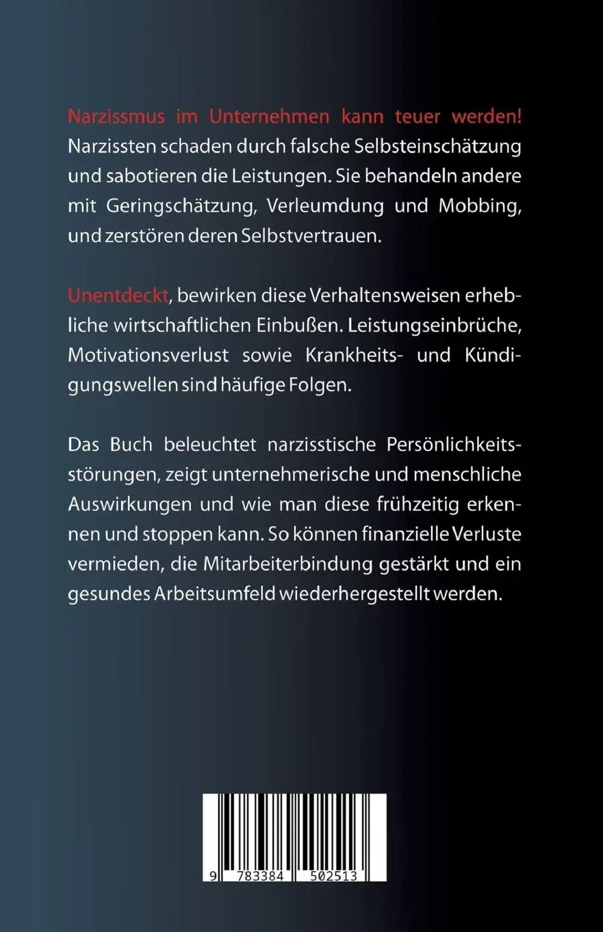 Rückseite: 9783384502513 | Narzissmus im Unternehmen | Ein Machtspiel mit finanziellen Folgen