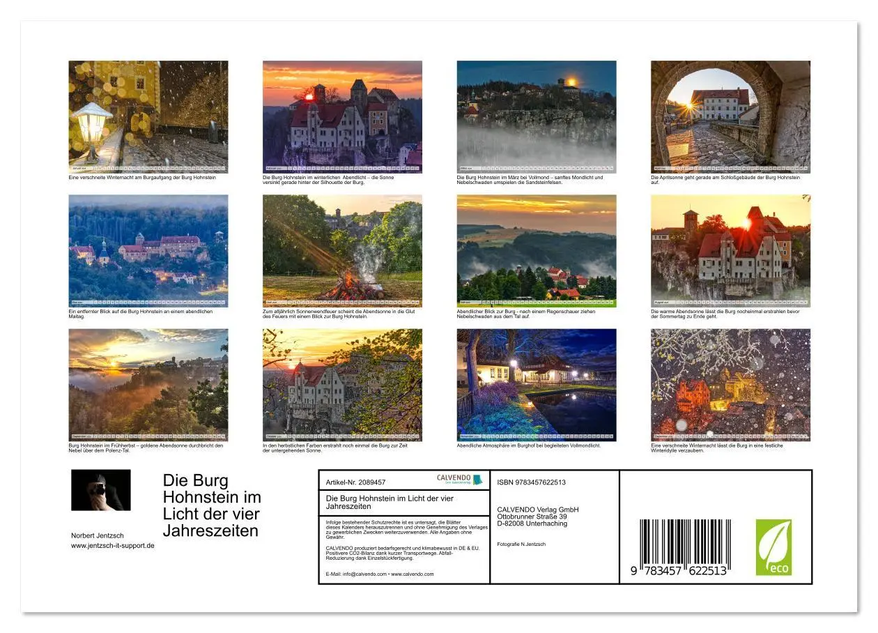 Bild: 9783457622513 | Die Burg Hohnstein im Licht der vier Jahreszeiten (Wandkalender...