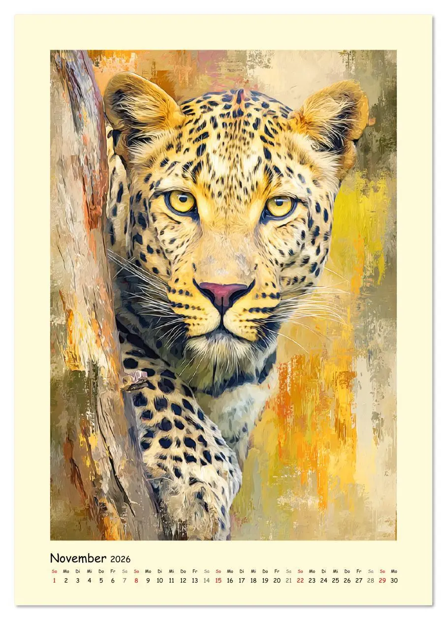 Bild: 9783516642513 | Raubkatzen. Moderne Paintings wilder Eleganz (Wandkalender 2026 DIN...