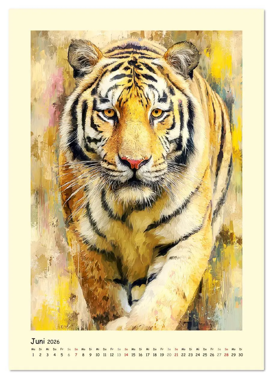 Bild: 9783516642513 | Raubkatzen. Moderne Paintings wilder Eleganz (Wandkalender 2026 DIN...