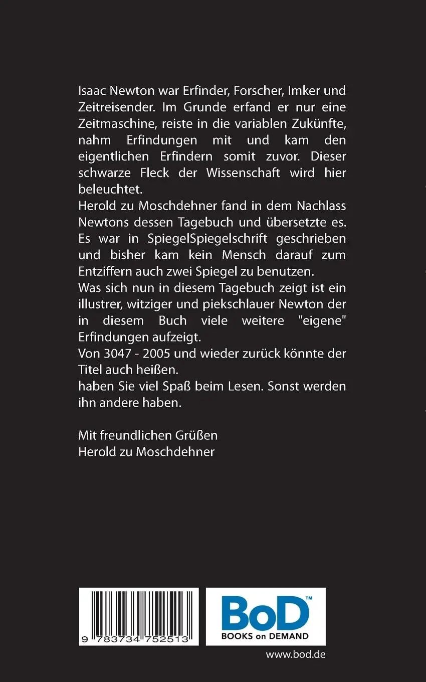 Rückseite: 9783734752513 | Das Tagebuch von Isaac Newton | Von realer Zeitreise | Moschdehner