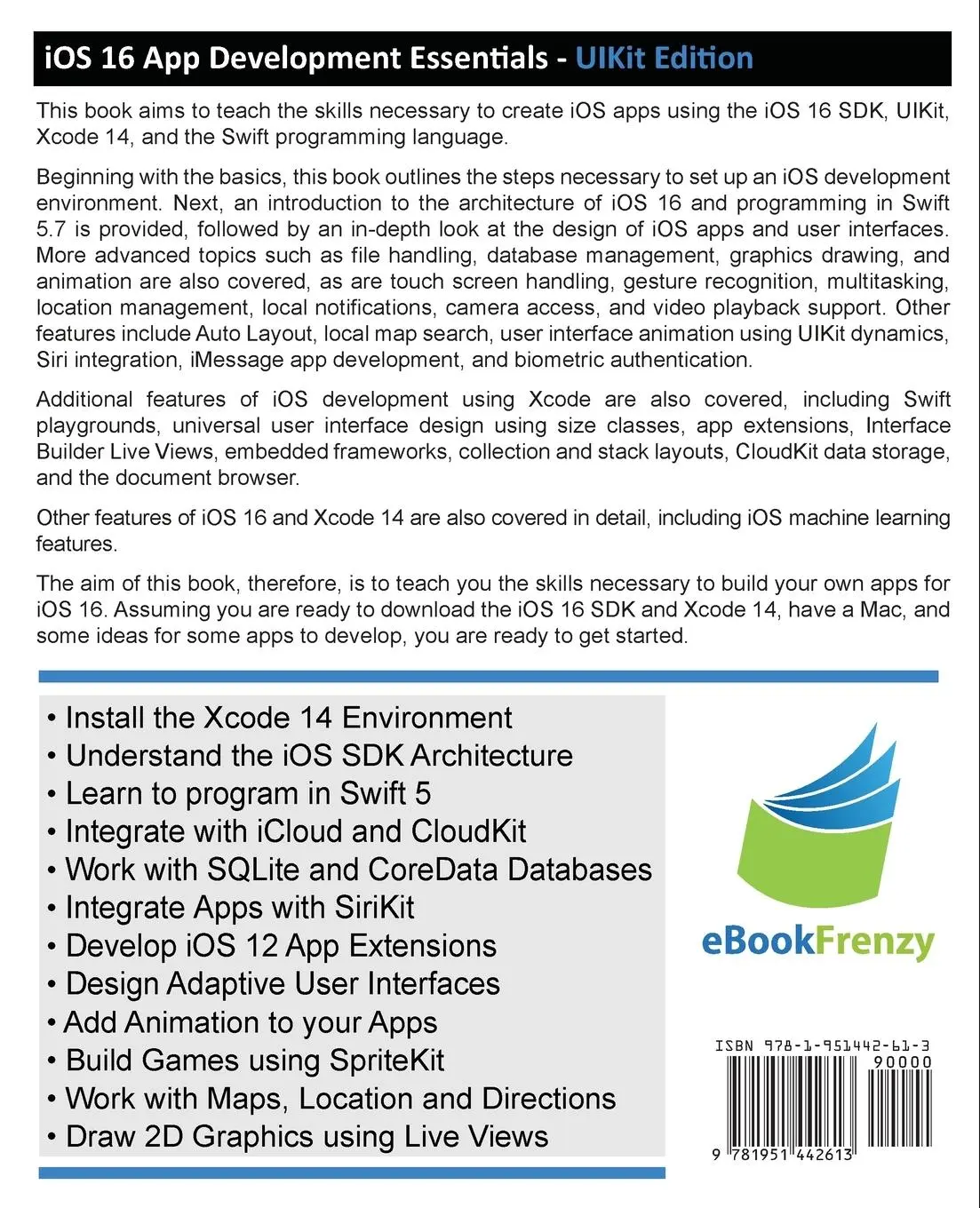Rückseite: 9781951442613 | iOS 16 App Development Essentials - UIKit Edition | Neil Smyth | Buch
