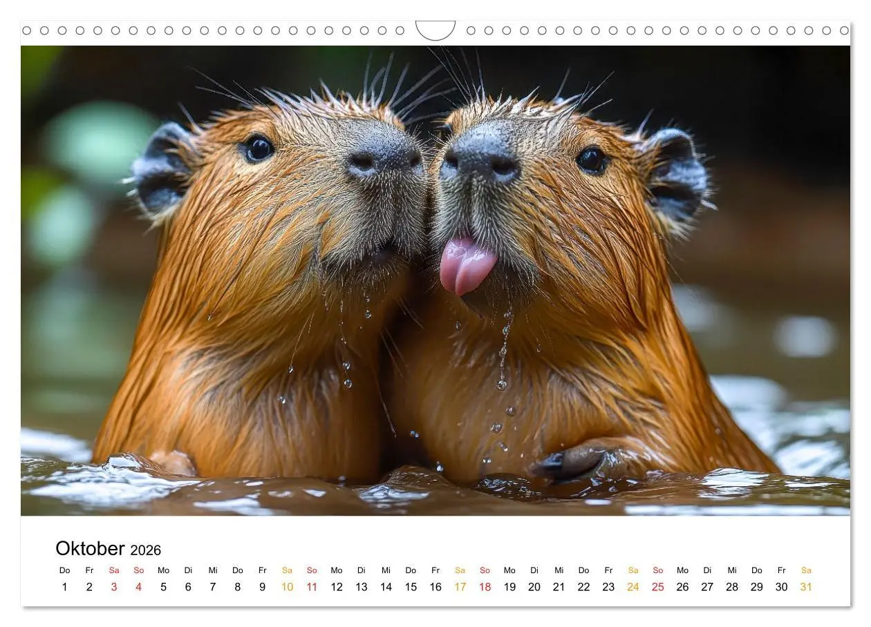 Bild: 9783457302613 | Capybara - liebenswertes großes Wasserschwein (Wandkalender 2026...