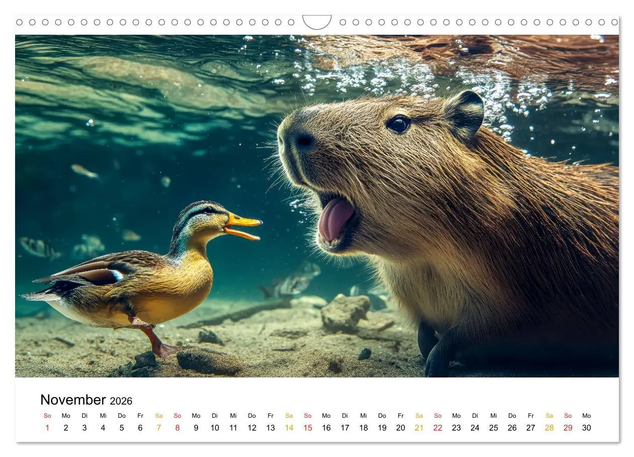 Bild: 9783457302613 | Capybara - liebenswertes großes Wasserschwein (Wandkalender 2026...