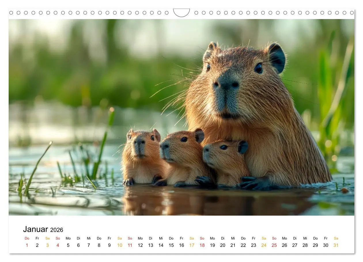 Bild: 9783457302613 | Capybara - liebenswertes großes Wasserschwein (Wandkalender 2026...