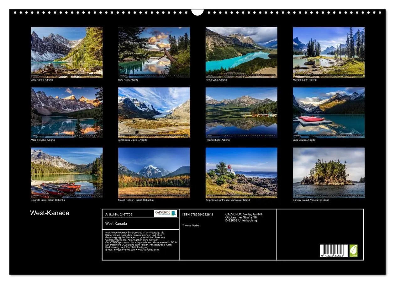 Bild: 9783594232613 | West-Kanada (Wandkalender 2027 DIN A2 quer), CALVENDO Monatskalender