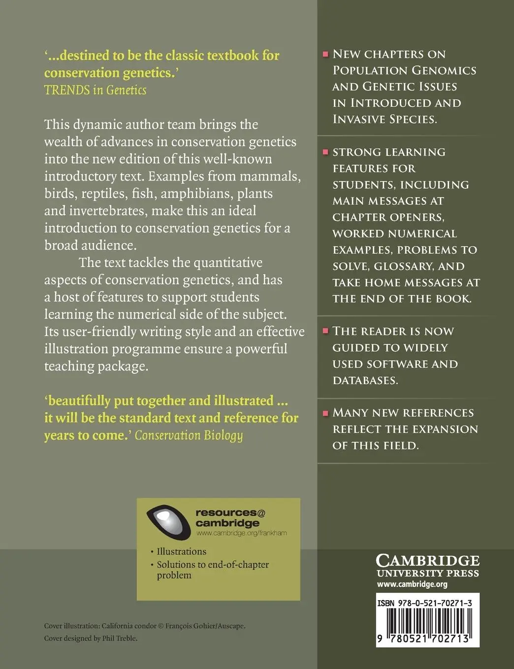 Rückseite: 9780521702713 | Introduction to Conservation Genetics | Richard Frankham (u. a.)
