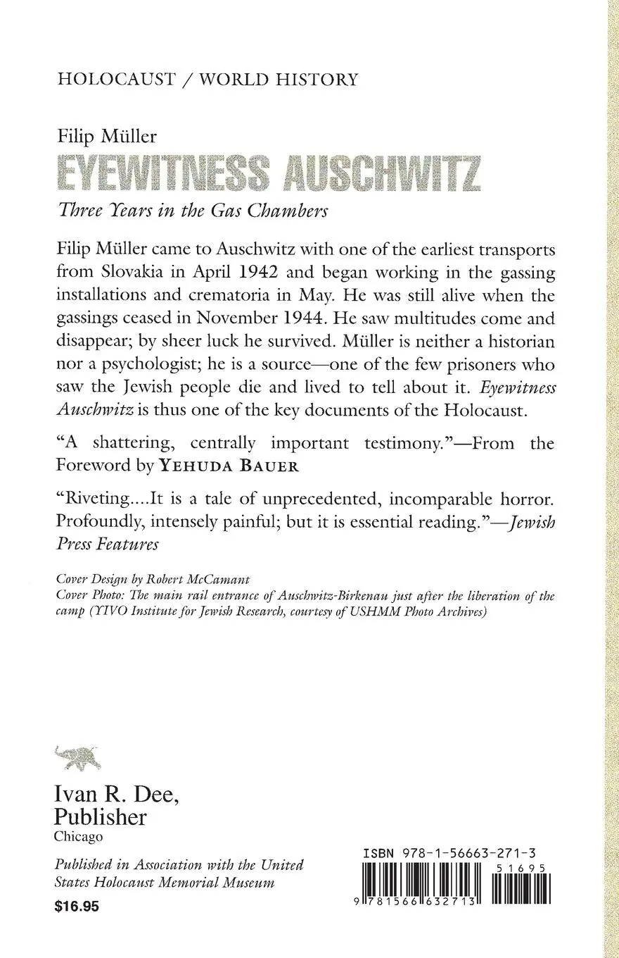 Rückseite: 9781566632713 | Eyewitness Auschwitz: Three Years in the Gas Chambers | Filip Muller