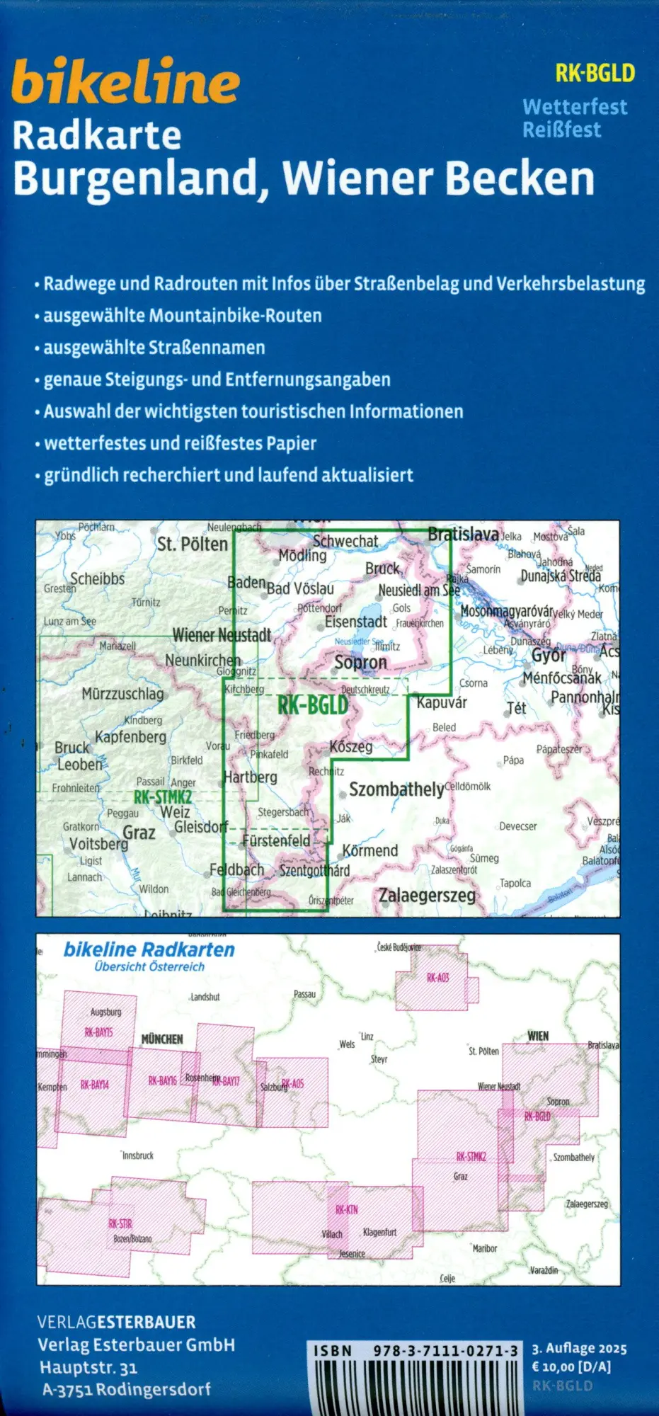 Bild: 9783711102713 | Burgenland - Wiener Becken 1:75.000 | Esterbauer Verlag | (Land-)Karte