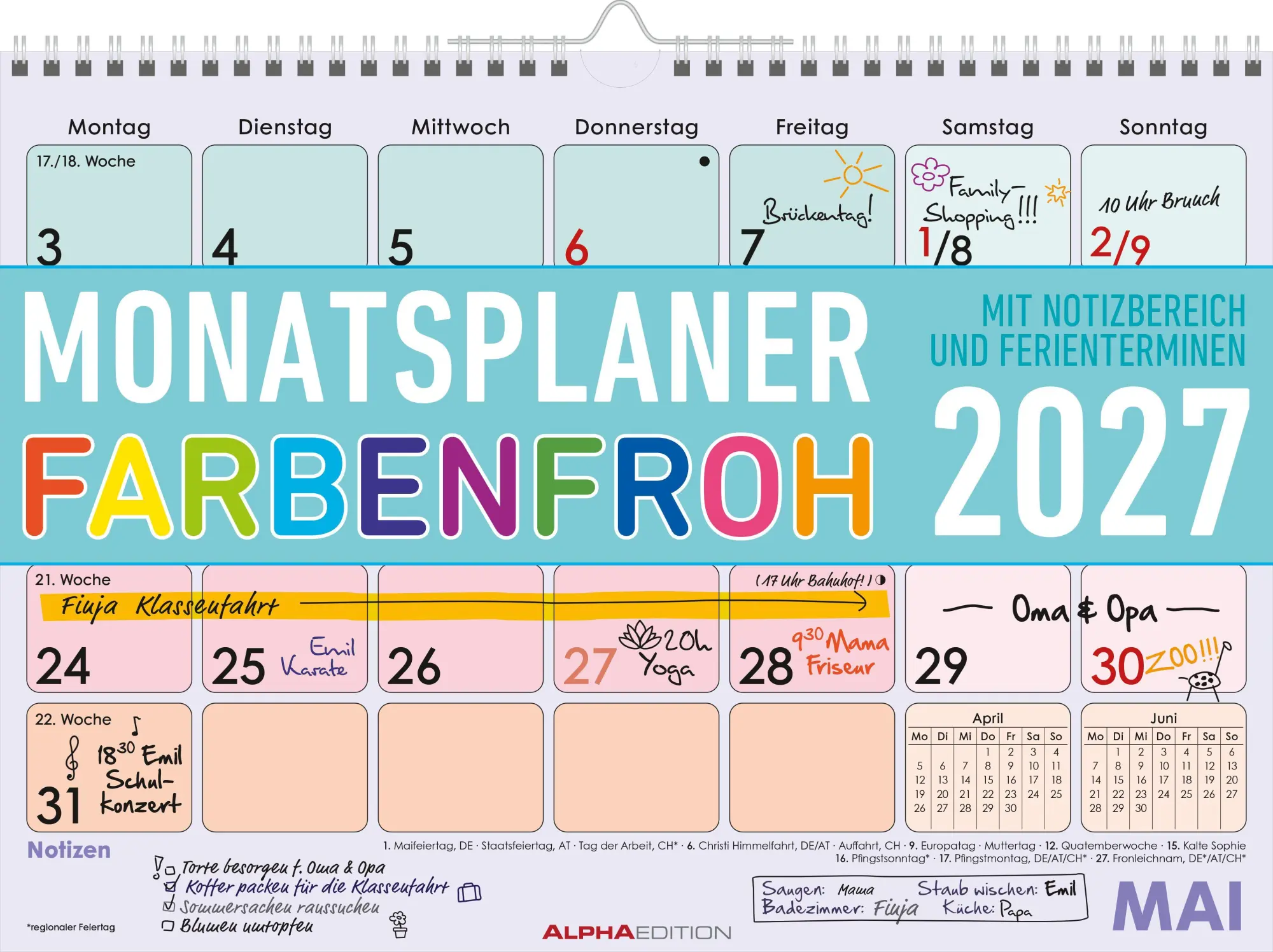 Cover: 4069095012813 | Monatsplaner 1M/1S Farbenfroh 2027 | Neumann Verlage GmbH &amp; Co KG