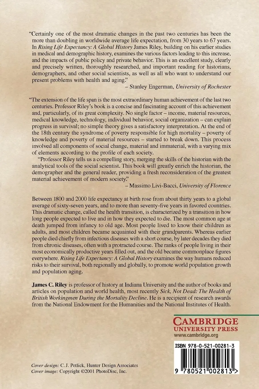 Rückseite: 9780521002813 | Rising Life Expectancy | A Global History | James Riley | Taschenbuch