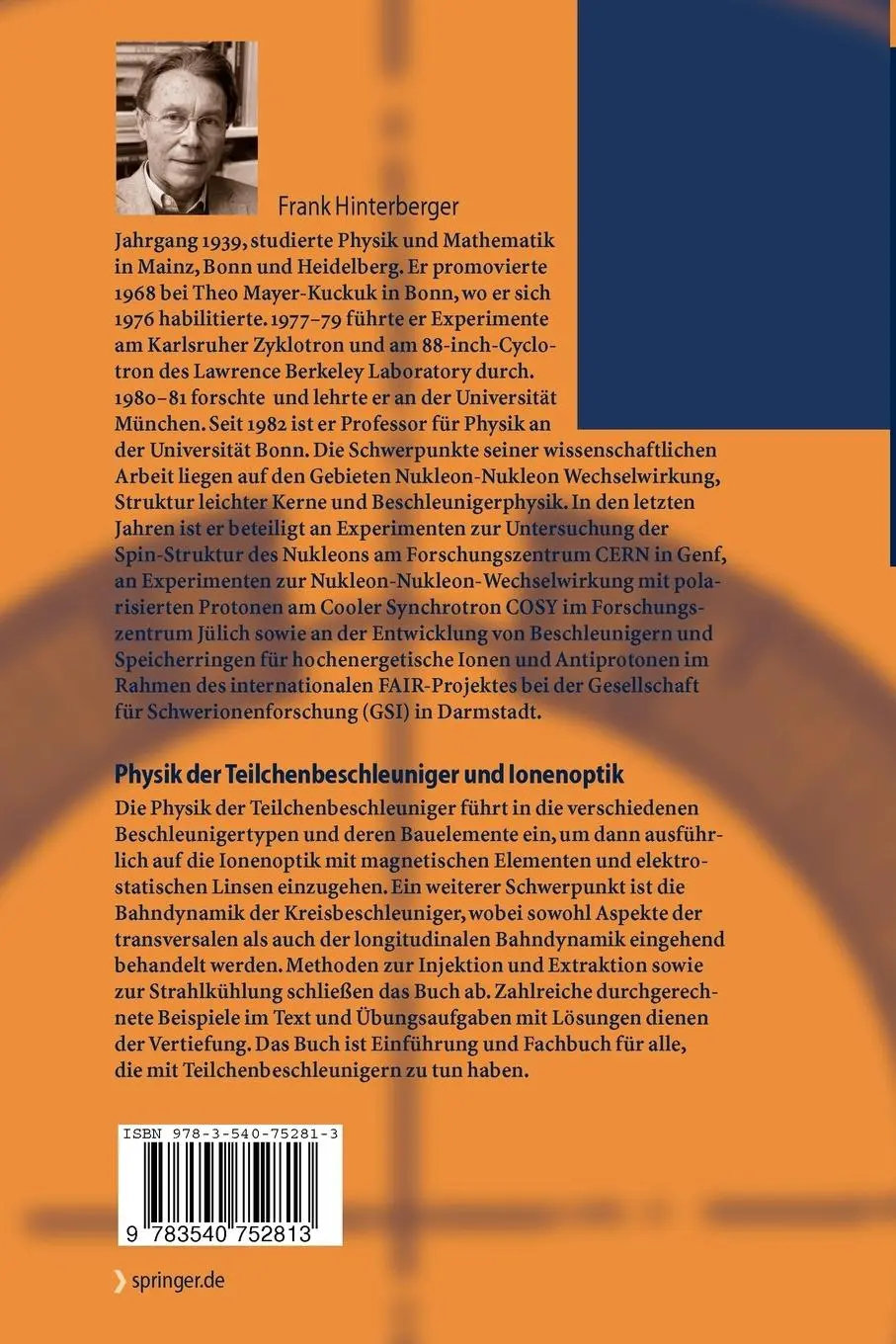 Rückseite: 9783540752813 | Physik der Teilchenbeschleuniger und Ionenoptik | Frank Hinterberger