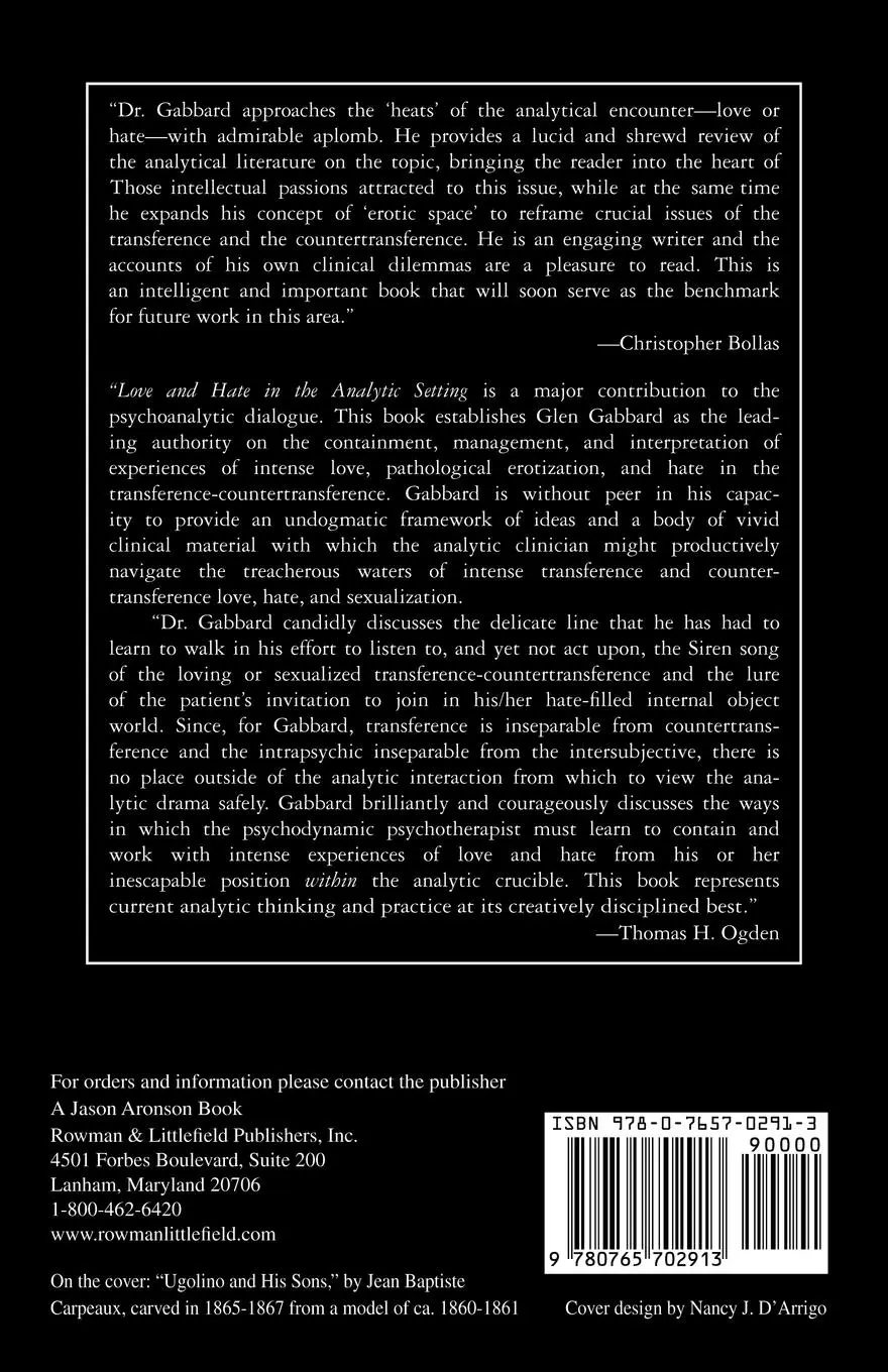 Rückseite: 9780765702913 | Love and Hate in the Analytic Setting | Glen O. Gabbard | Taschenbuch