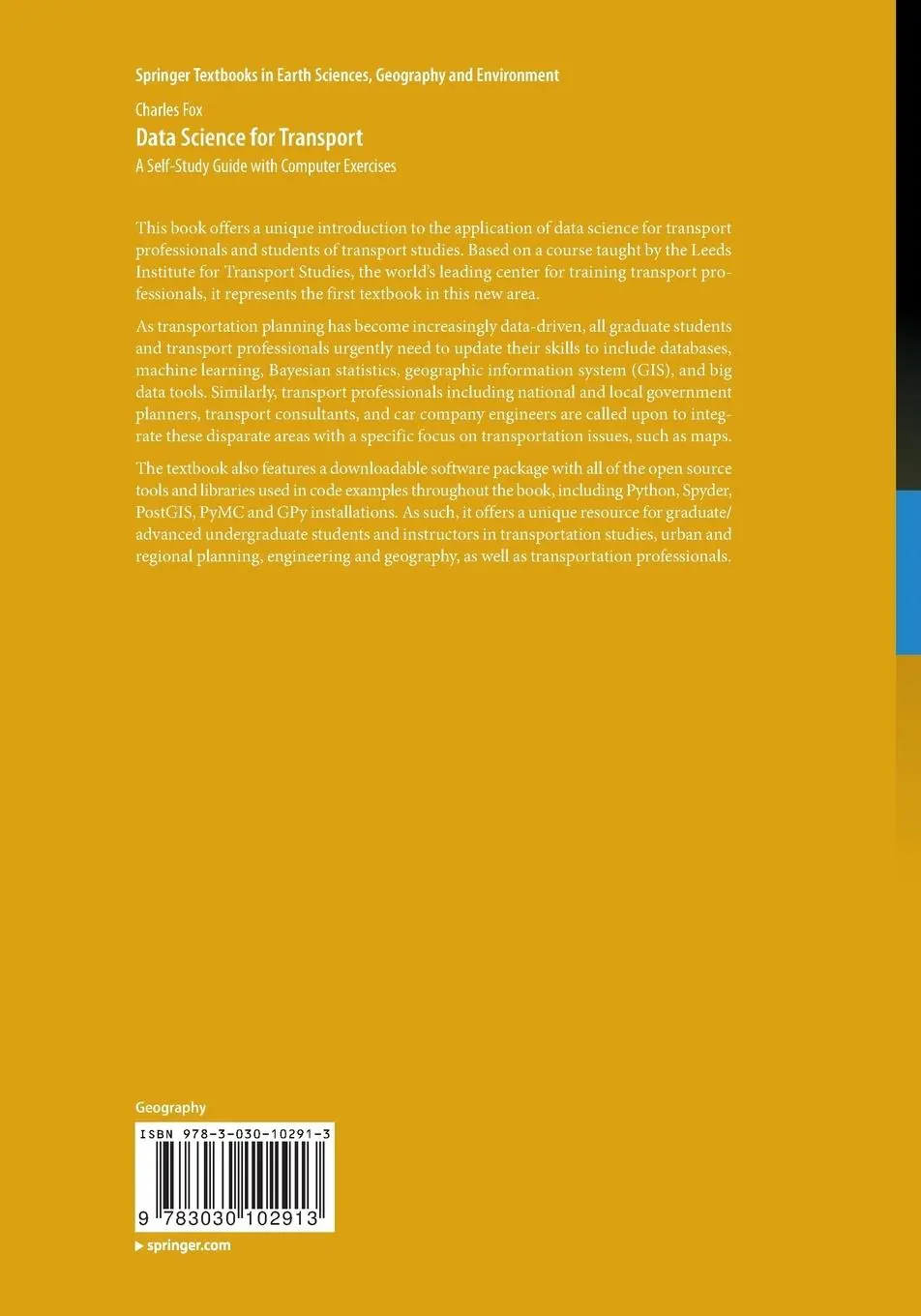 Rückseite: 9783030102913 | Data Science for Transport | Charles Fox | Taschenbuch | xvii | 2019