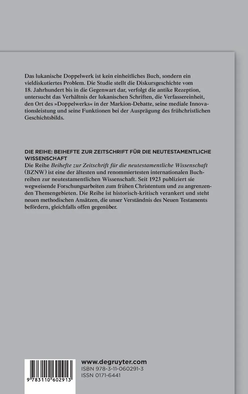 Rückseite: 9783110602913 | Das lukanische Doppelwerk | Knut Backhaus | Buch | XIV | Deutsch