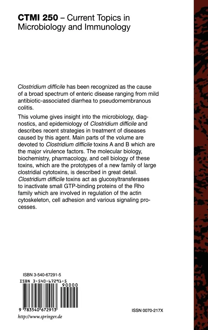 Rückseite: 9783540672913 | Clostridium difficile | T. D. Wilkins (u. a.) | Buch | ix | Englisch