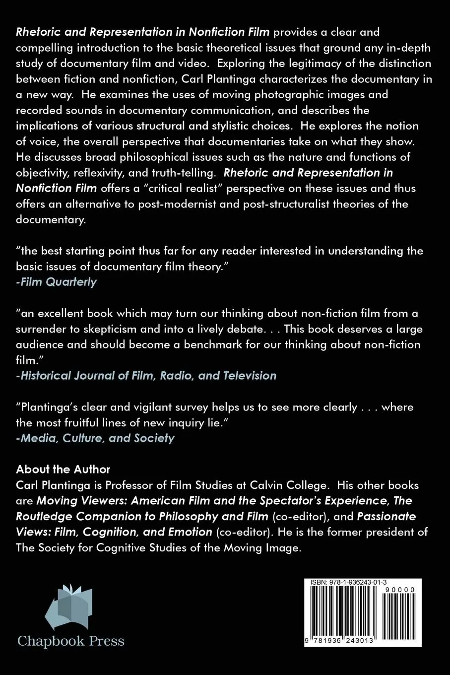 Rückseite: 9781936243013 | Rhetoric and Representation in Nonfiction film | Carl Plantinga | Buch