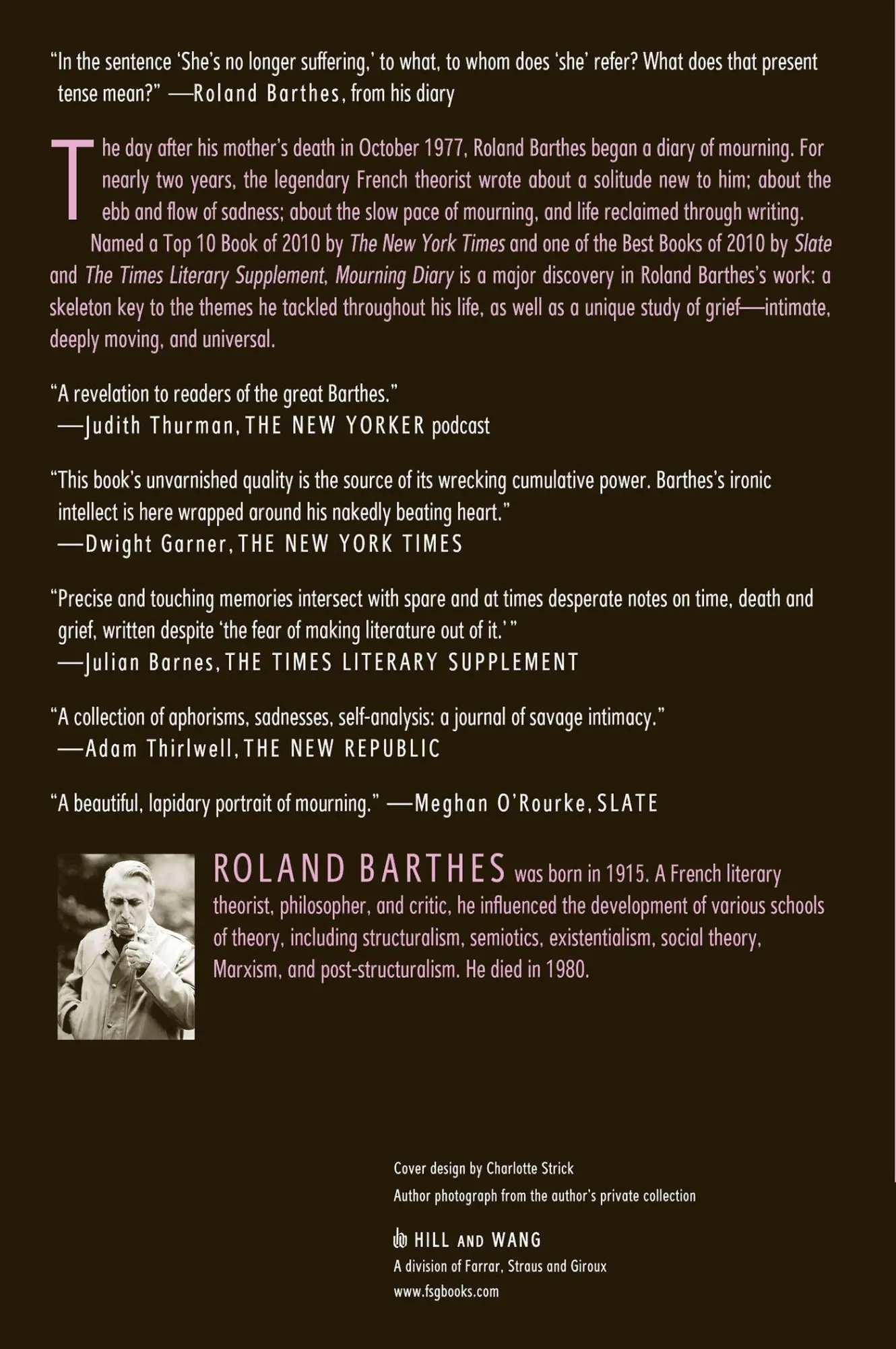 Rückseite: 9780374533113 | Mourning Diary | October 26, 1977 - September 15, 1979 | Barthes