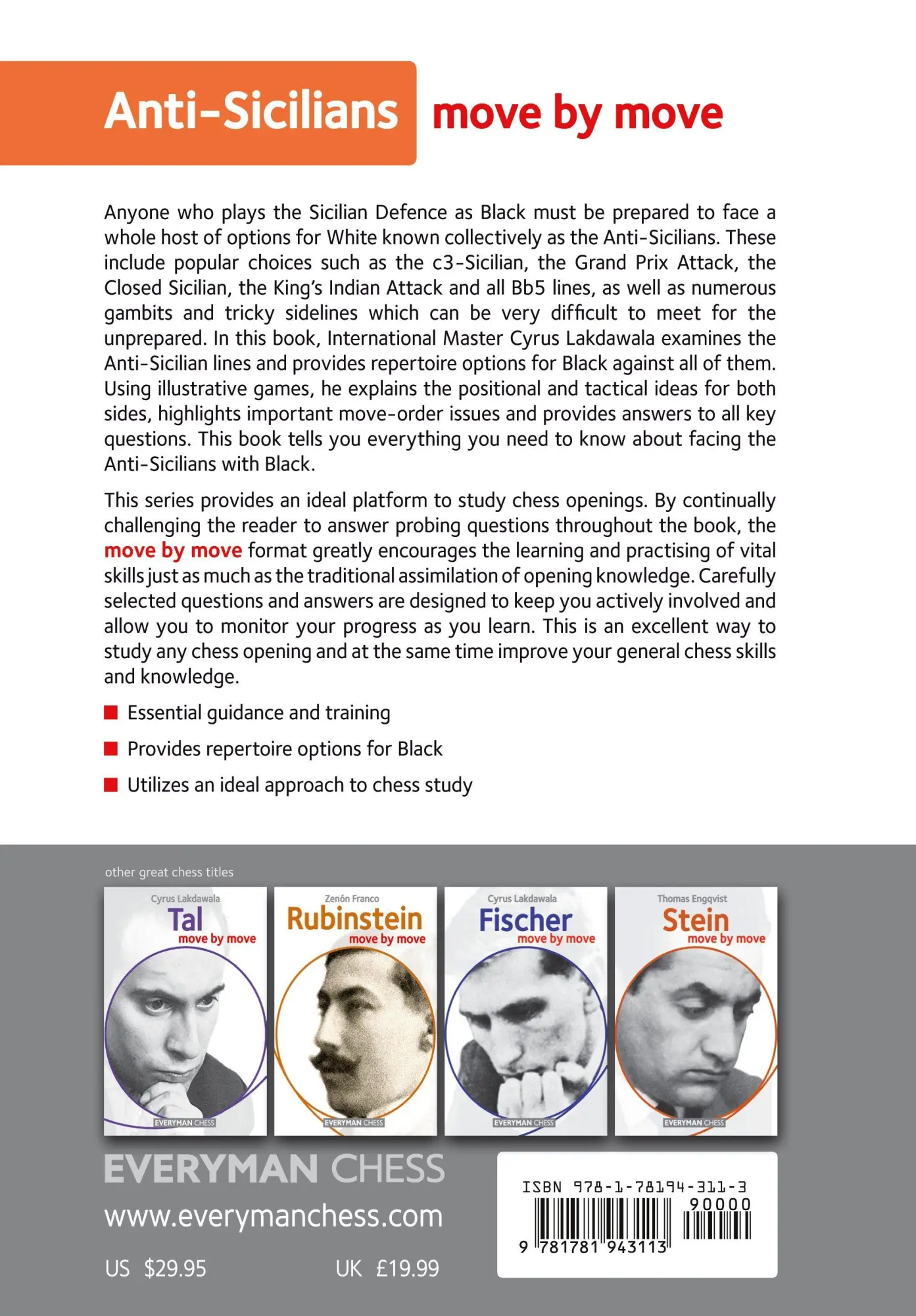 Rückseite: 9781781943113 | Anti-Sicilians | Move by Move | Cyrus Lakdawala | Taschenbuch | 2016