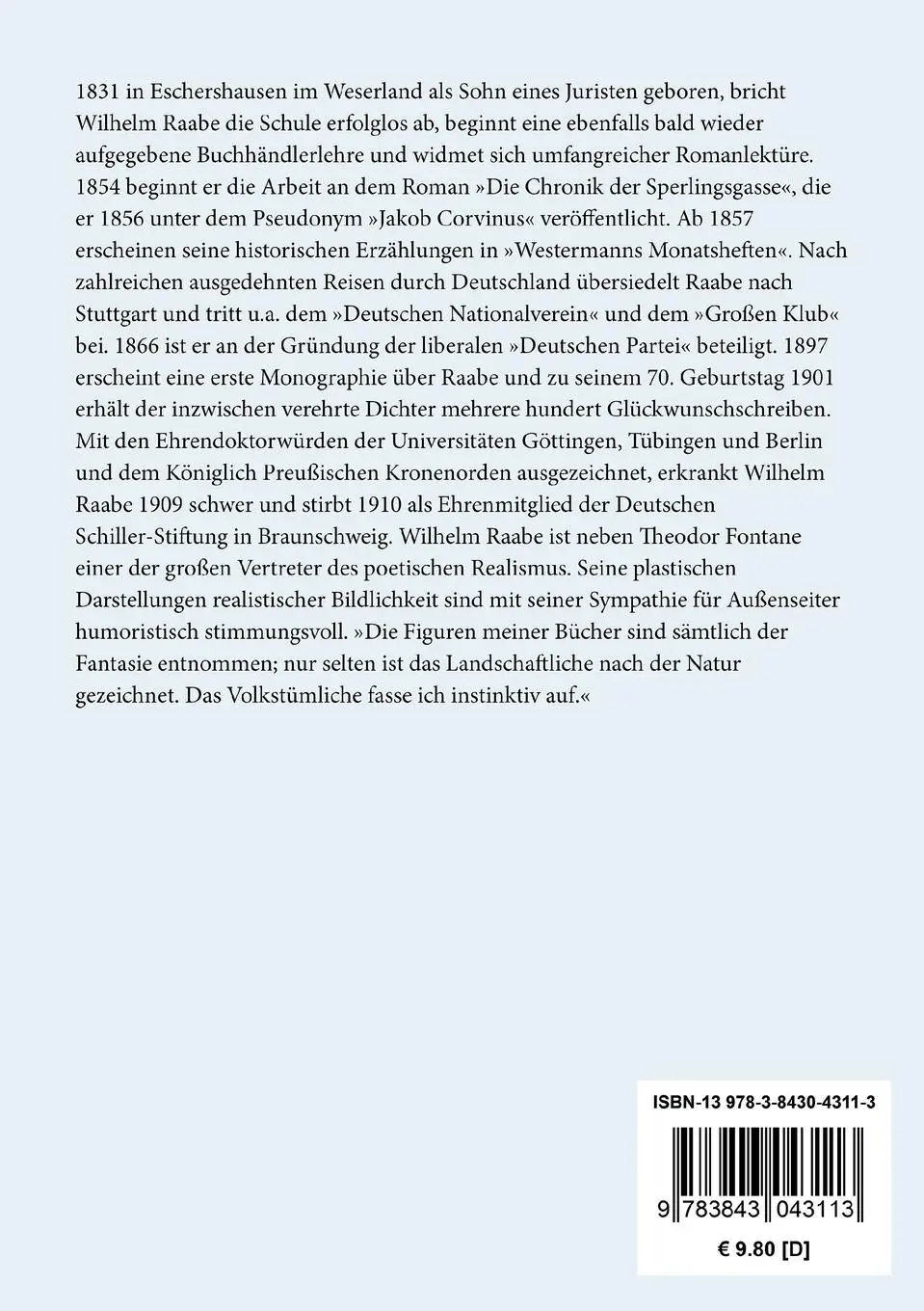 Rückseite: 9783843043113 | Unruhige Gäste | Ein Roman aus dem Säkulum | Wilhelm Raabe | Buch