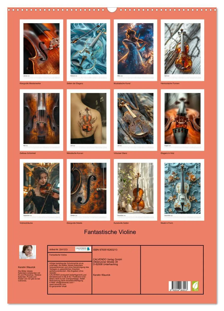 Bild: 9783516263213 | Fantastische Violine (Wandkalender 2026 DIN A2 hoch), CALVENDO...